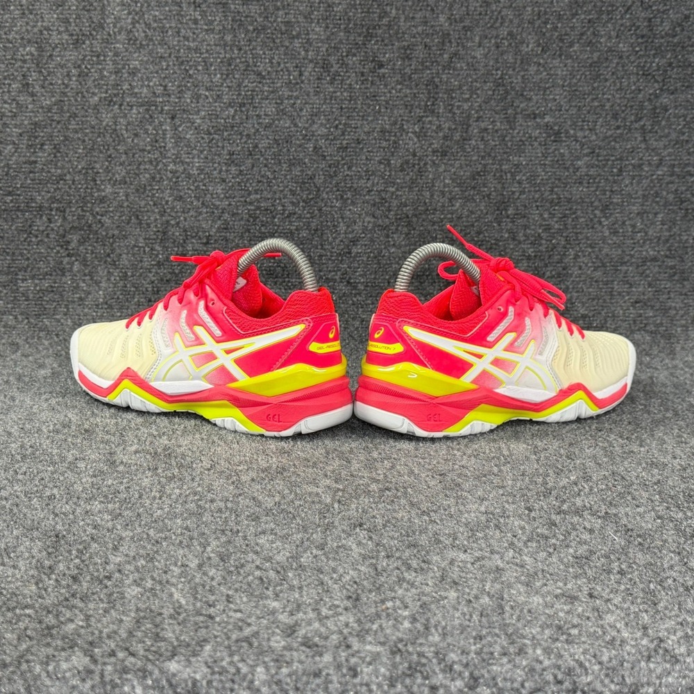 Asics Gel-Resolution 7 Tennis Shoes Womens 5.5 White Red Yellow Athletic Sneaker - Picture 7 of 14
